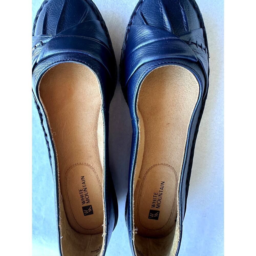 NEW White Mountain Lovestory Love Story Navy Flats 8.5M Leather Classic Comfort